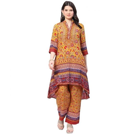 Women Asymmetric Kurta Palazzo Suit Set