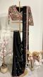 Black chiffon silk saree with multi thread design 
