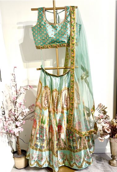 Multi Colour Digital Print Lehenga