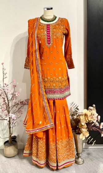 Bright Orange Gharara