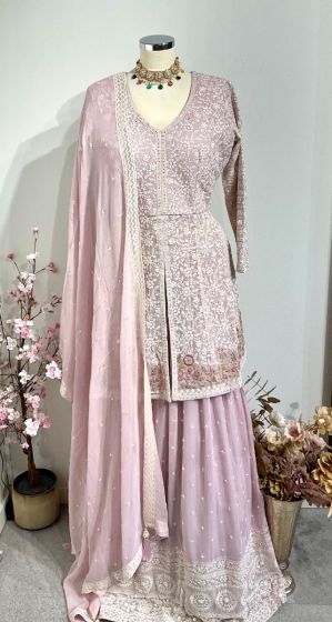 Light Pin k Georgette Peplum Sharara