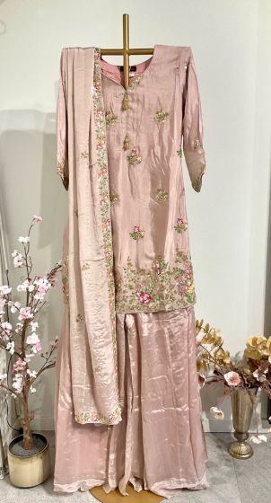 Dusty pink silk sharara